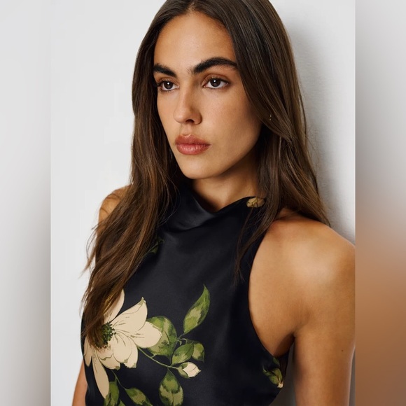 NEW Reformation Anaiis Silk Long Black Floral Backless Dress Mood for Love US 4 - Picture 16 of 16